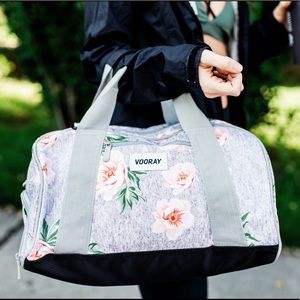 Vooray Grey Rose Duffle gym bag